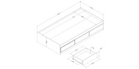 Fynn Twin 3-Drawer Mates Bed 3237212 (Grey Oak)